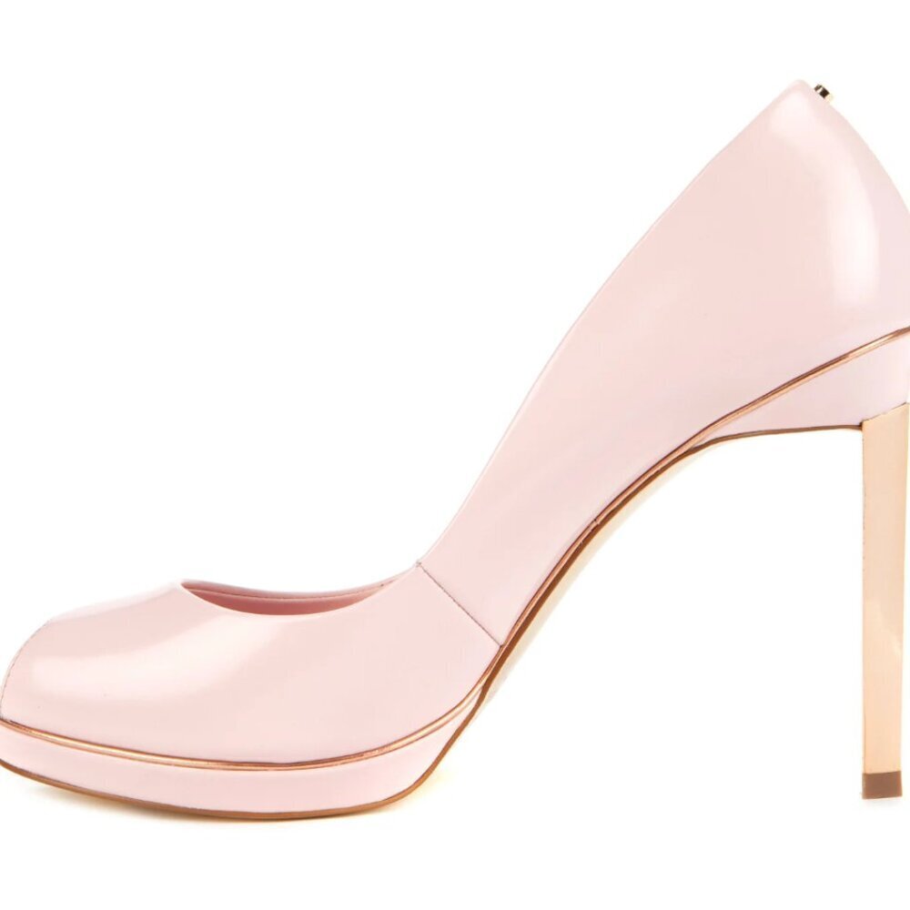 Ted Baker Baby Pink And Rose Gold Peep Toe Heels